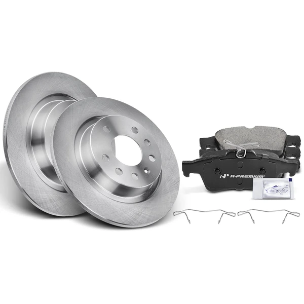 Disc Brake Rotors and Ceramic Pads Kit, 6 Pcs, Rear Driver & Passenger, A-Premium, APBRPR420