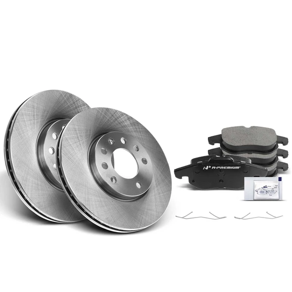 2003-2010 Saab 9-3 Disc Brake Rotors and Ceramic Pads Kit, 6 Pcs, Front Driver & Passenger, A-Premium, APBRPR061