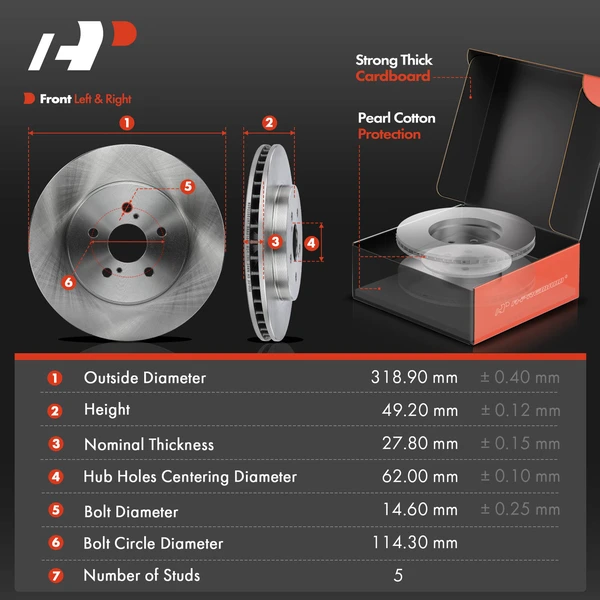Disc Brake Rotors and Ceramic Pads Kit, 12 Pcs, Front & Rear, A-Premium, APBRPR855