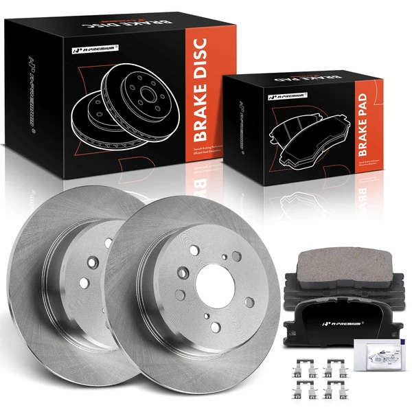 2001-2003 Toyota Highlander Disc Brake Rotors and Ceramic Pads Kit, 6 Pcs, Rear Driver & Passenger, A-Premium, APBRPR1809