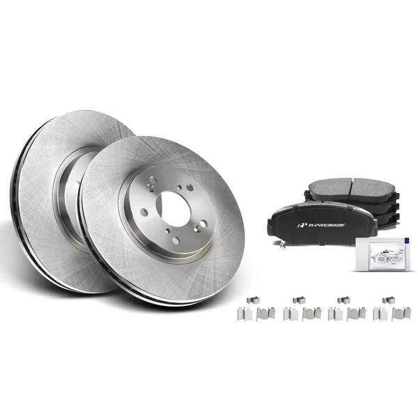 2001-2002 Acura MDX Disc Brake Rotors and Ceramic Pads Kit, 6 Pcs, Front Driver & Passenger, A-Premium, APBRPR424