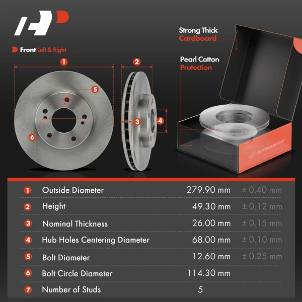 Disc Brake Rotors and Ceramic Pads Kit, 6 Pcs, Front Driver & Passenger, A-Premium, APBRPR1812