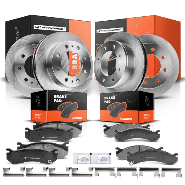 2001-2003 2005-2006 GMC Sierra 1500 HD Disc Brake Rotors and Ceramic Pads Kit, 12 Pcs, Front & Rear, A-Premium, APBRPR211