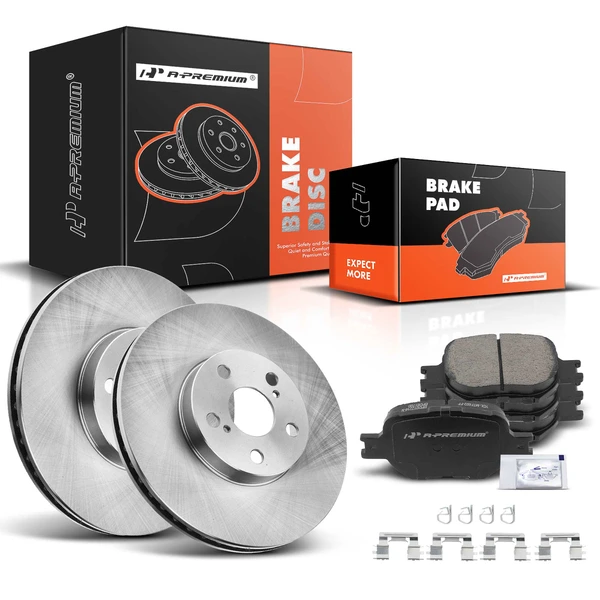 2005-2007 2010 Scion tC Disc Brake Rotors and Ceramic Pads Kit, 6 Pcs, Front Driver & Passenger, A-Premium, APBRPR421