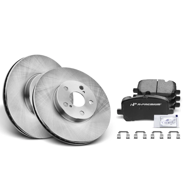 2003-2008 Pontiac Vibe Disc Brake Rotors and Ceramic Pads Kit, 6 Pcs, Front Driver & Passenger, A-Premium, APBRPR422