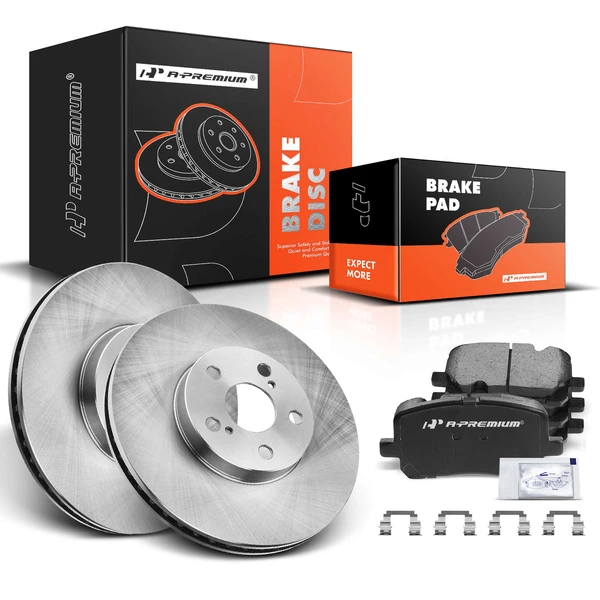 Disc Brake Rotors and Ceramic Pads Kit, 6 Pcs, Front Driver & Passenger, A-Premium, APBRPR422