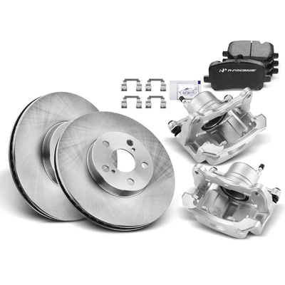 8 Pcs Front Disc Brake Rotor & Brake Pads + Brake Caliper