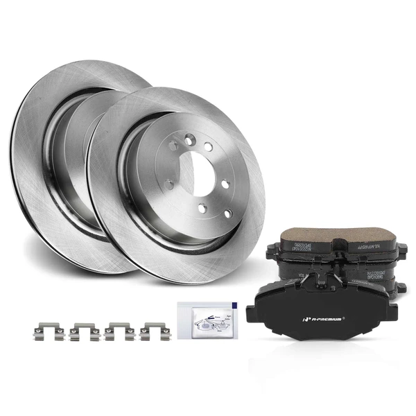 Disc Brake Rotors and Ceramic Pads Kit, 6 Pcs, Rear Driver & Passenger, A-Premium, APBRPR1306