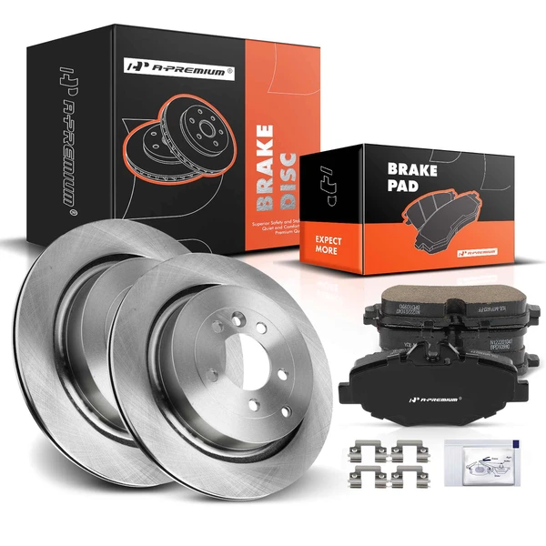 Disc Brake Rotors and Ceramic Pads Kit, 6 Pcs, Rear Driver & Passenger, A-Premium, APBRPR1306