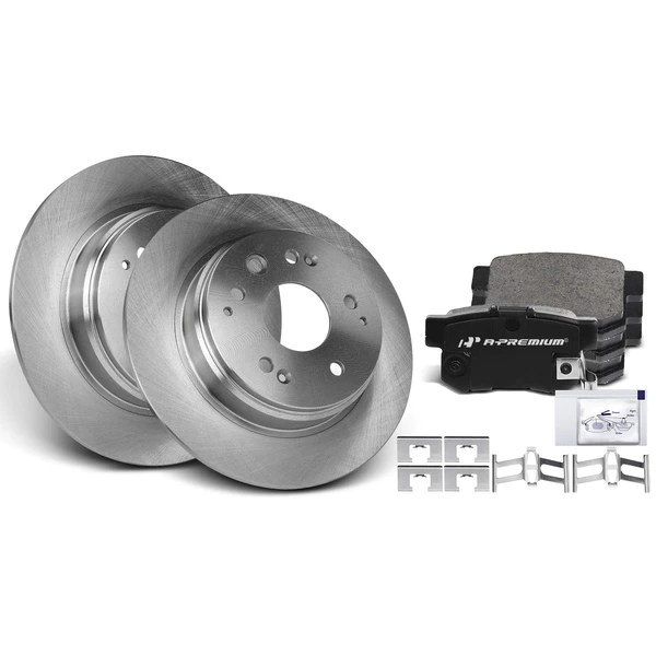 Disc Brake Rotors and Ceramic Pads Kit, 6 Pcs, Rear Driver & Passenger, A-Premium, APBRPR861