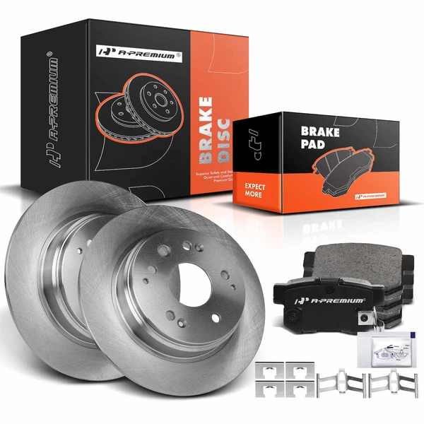 1999-2003 Acura TL Disc Brake Rotors and Ceramic Pads Kit, 6 Pcs, Rear Driver & Passenger, A-Premium, APBRPR861