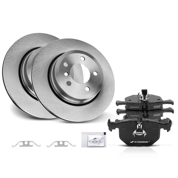 2004-2010 BMW X3 Disc Brake Rotors and Ceramic Pads Kit, 6 Pcs, Rear Driver & Passenger, A-Premium, APBRPR1308