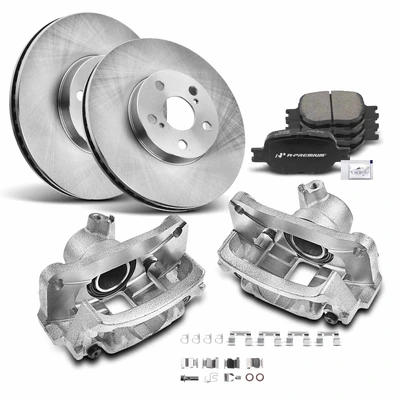 8 Pcs Rear Disc Brake Rotors & Pads + Brake Caliper
