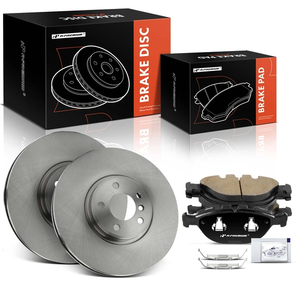 2002-2006 BMW X5 Disc Brake Rotors and Ceramic Pads Kit, 6 Pcs, Front Driver & Passenger, A-Premium, APBRPR1723