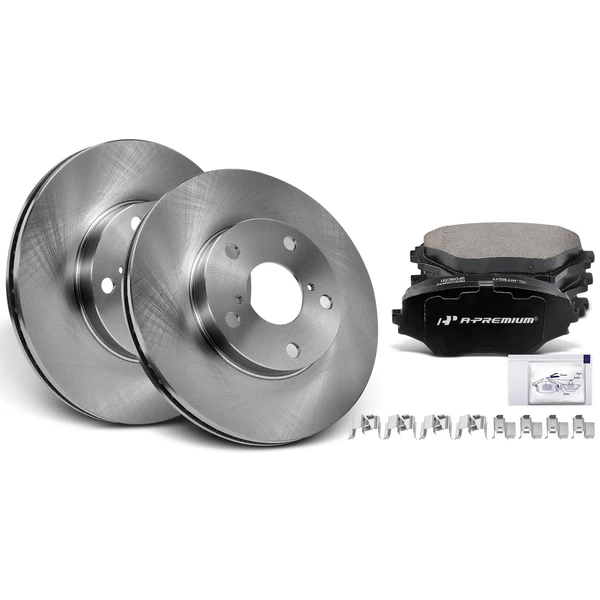 Disc Brake Rotors and Ceramic Pads Kit, 6 Pcs, Front Driver & Passenger, A-Premium, APBRPR865