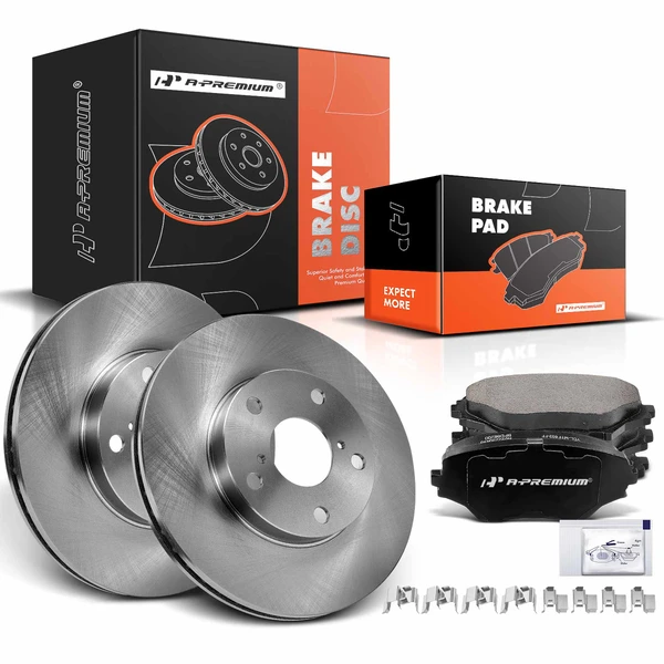2001-2005 Toyota RAV4 Disc Brake Rotors and Ceramic Pads Kit, 6 Pcs, Front Driver & Passenger, A-Premium, APBRPR865