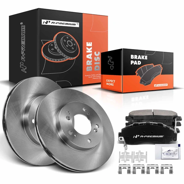 1995-1998 Honda Odyssey Disc Brake Rotors and Ceramic Pads Kit, 6 Pcs, Front Driver & Passenger, A-Premium, APBRPR866