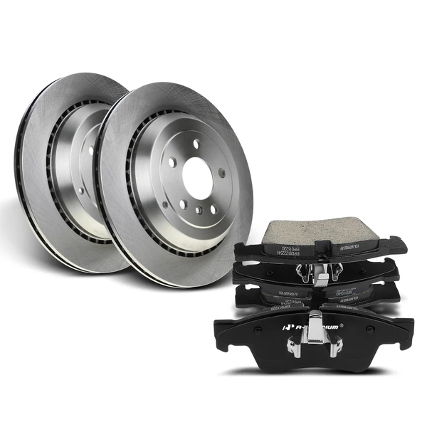 Disc Brake Rotors and Ceramic Pads Kit, 6 Pcs, Rear Driver & Passenger, A-Premium, APBRPR473