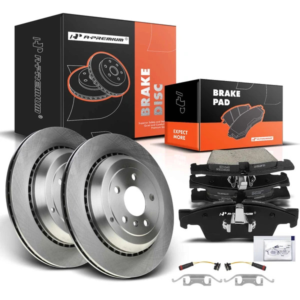 2007-2013 Mercedes-Benz R350 Disc Brake Rotors and Ceramic Pads Kit, 6 Pcs, Rear Driver & Passenger, A-Premium, APBRPR473