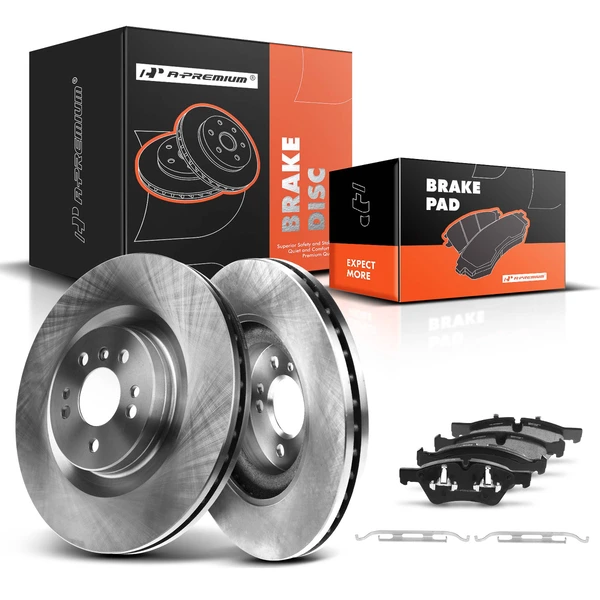 2006-2007 Mercedes-Benz ML500 Disc Brake Rotors and Ceramic Pads Kit, 6 Pcs, Front Driver & Passenger, A-Premium, APBRPR350
