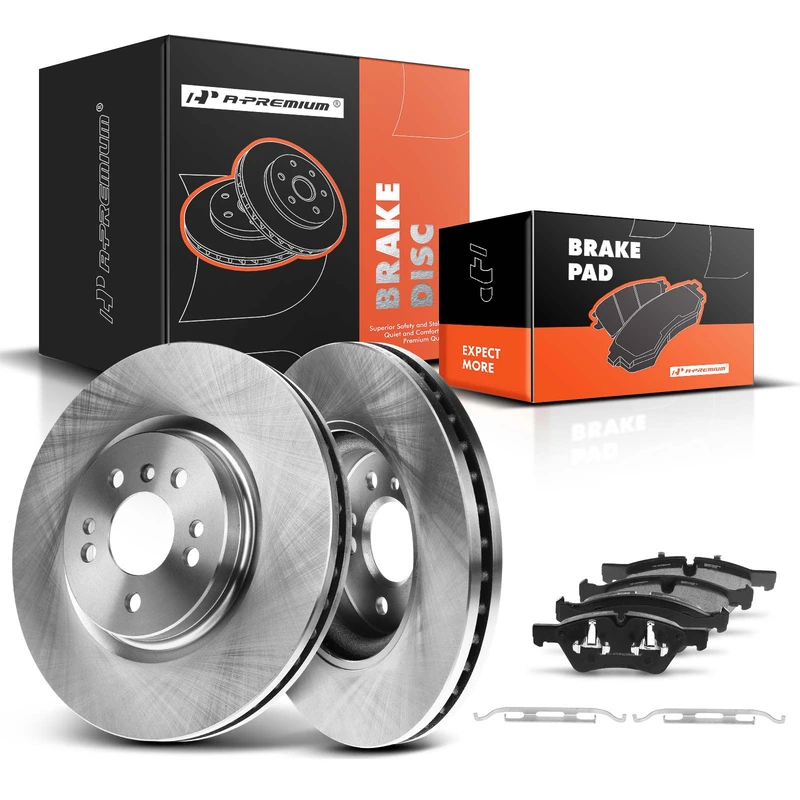 2008-2011 Mercedes-Benz ML550 Brake Pad and Rotor Kit, 6 Pcs, Front Driver & Passenger, A-Premium, APBRPR215