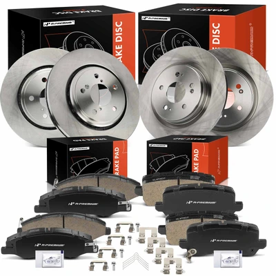 12 Pcs Front & Rear Disc Brake Rotors & Brake Pads