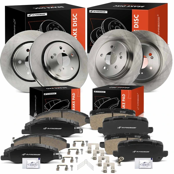 2018-2021 2023 Honda Odyssey Disc Brake Rotors and Ceramic Pads Kit, 12 Pcs, Front & Rear, A-Premium, APBRPR1647