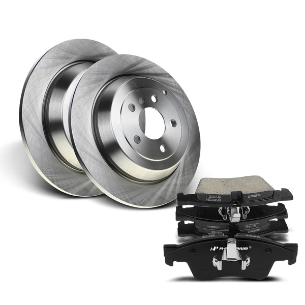 Disc Brake Rotors and Ceramic Pads Kit, 6 Pcs, Rear Driver & Passenger, A-Premium, APBRPR351