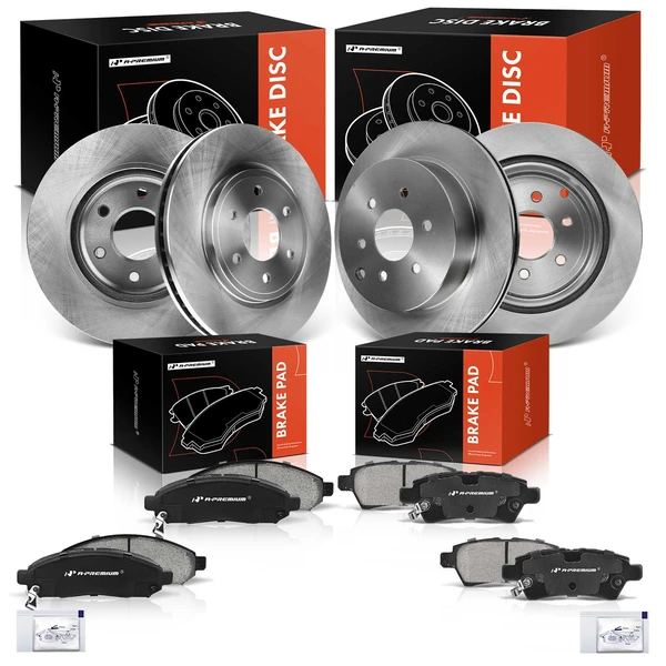 2005-2012 Nissan Pathfinder Disc Brake Rotors and Ceramic Pads Kit, 12 Pcs, Front & Rear, A-Premium, APBRPR867