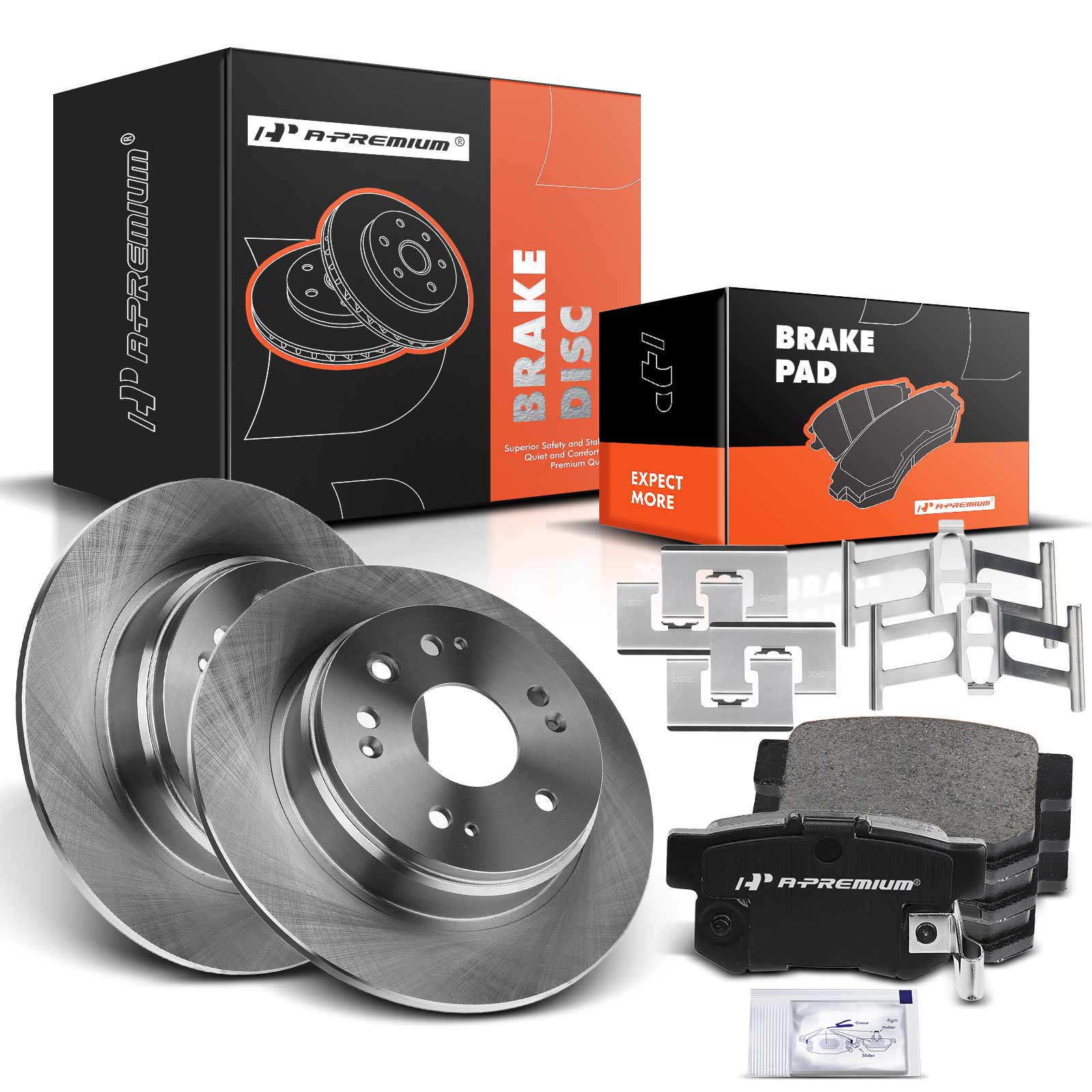 2002-2004 Honda CR-V Disc Brake Rotors and Ceramic Pads Kit, 6 Pcs, Rear Driver & Passenger, A-Premium, APBRPR068