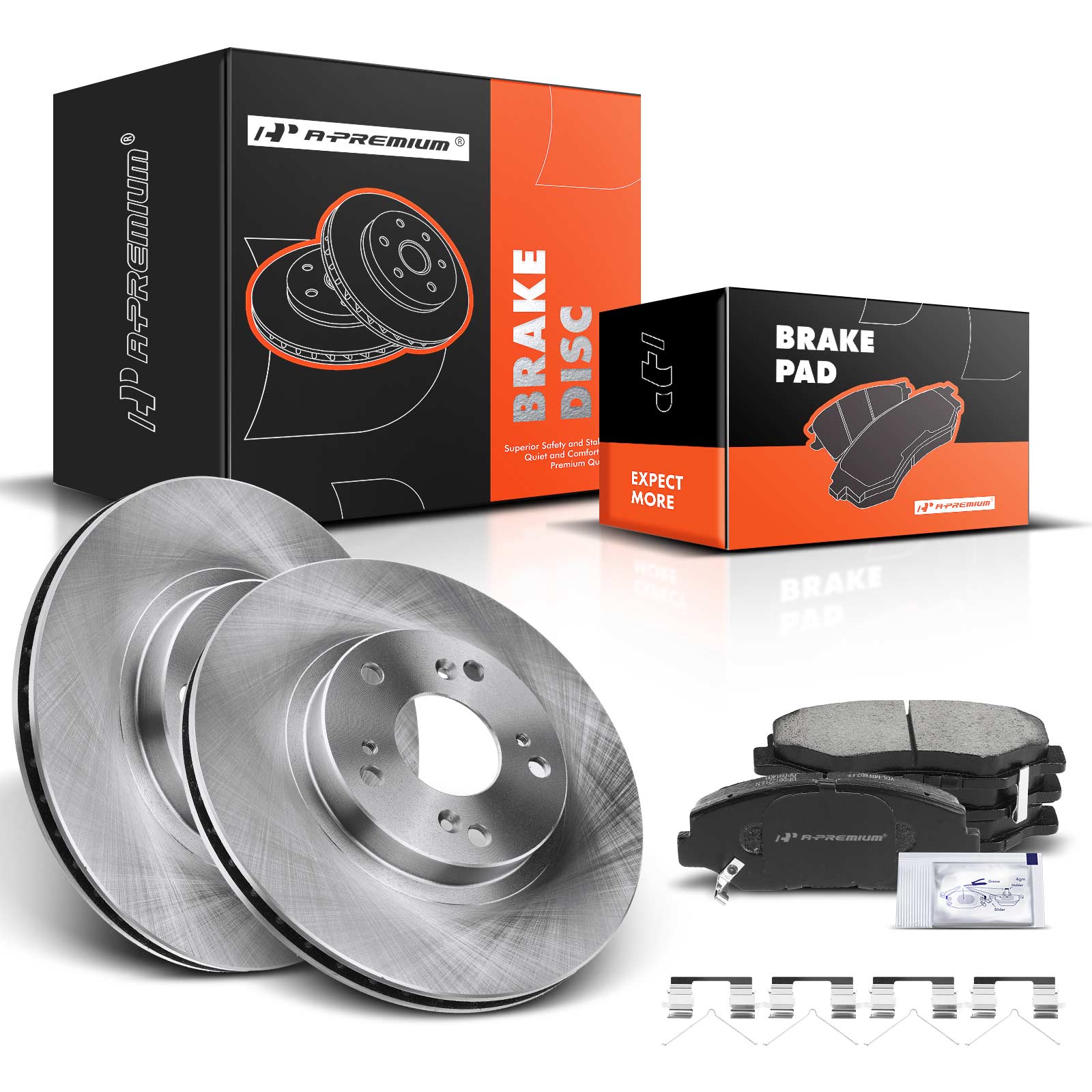 2002-2004 Honda CR-V Disc Brake Rotors and Ceramic Pads Kit, 6 Pcs, Front Driver & Passenger, A-Premium, APBRPR425