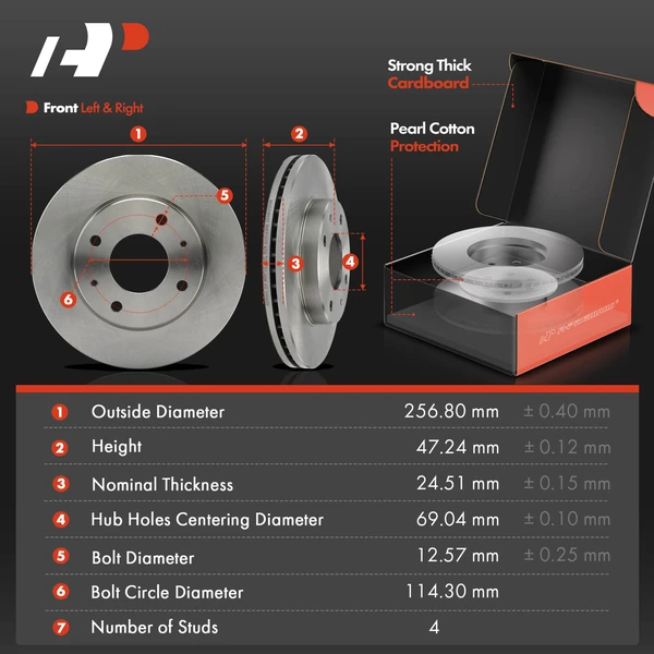Disc Brake Rotors and Ceramic Pads Kit, 6 Pcs, Front Driver & Passenger, A-Premium, APBRPR1813