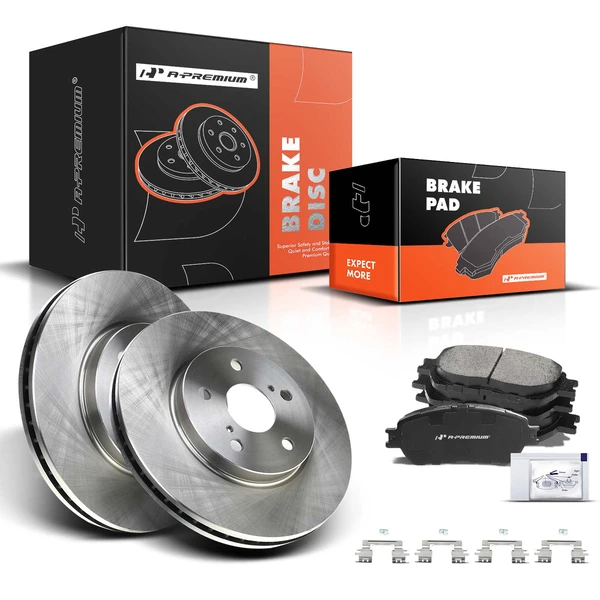 2005-2006 Toyota Camry Disc Brake Rotors and Ceramic Pads Kit, 6 Pcs, Front Driver & Passenger, A-Premium, APBRPR427