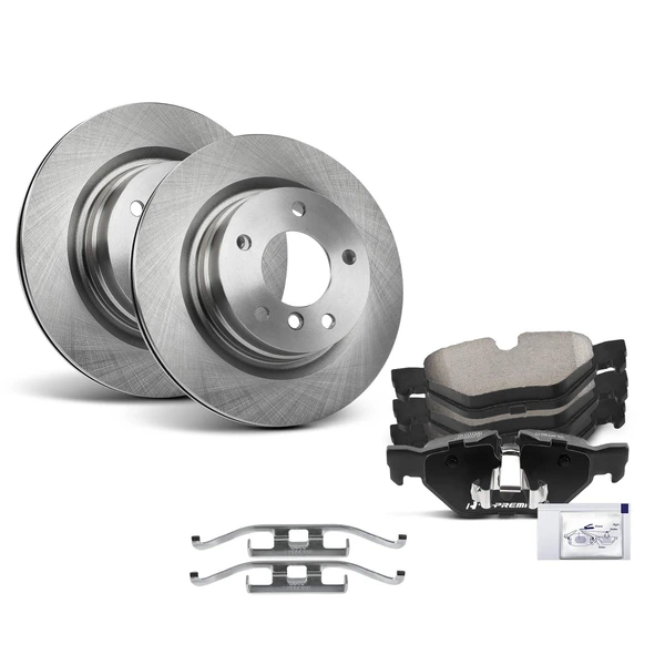 2006-2011 BMW 323i Disc Brake Rotors and Ceramic Pads Kit, 6 Pcs, Rear Driver & Passenger, A-Premium, APBRPR1249
