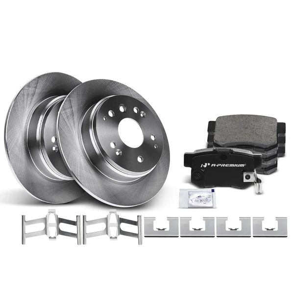 Disc Brake Rotors and Ceramic Pads Kit, 6 Pcs, Rear Driver & Passenger, A-Premium, APBRPR072