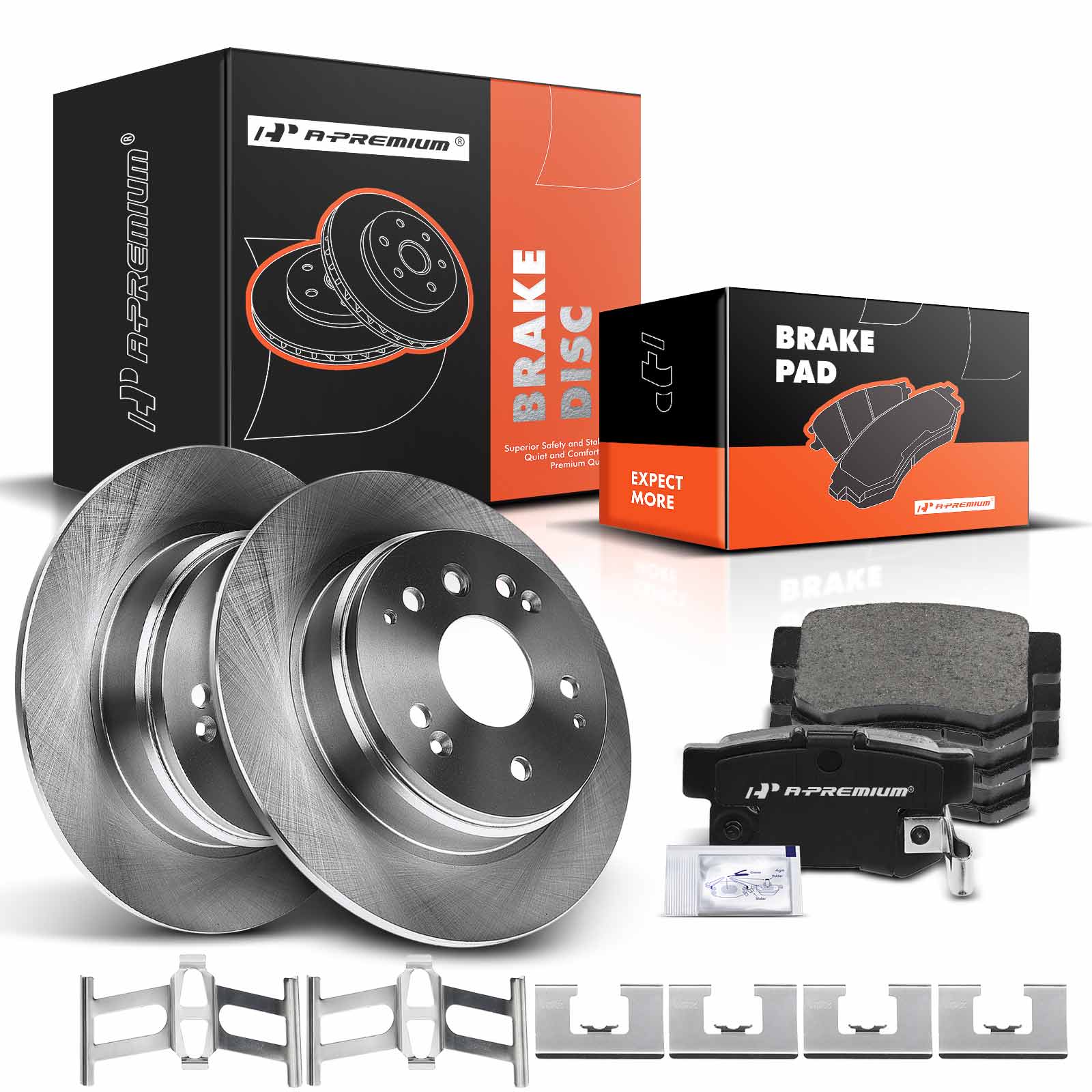 2004-2008 Acura TL Disc Brake Rotors and Ceramic Pads Kit, 6 Pcs, Rear Driver & Passenger, A-Premium, APBRPR072