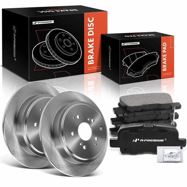 2001-2006 Acura MDX Disc Brake Rotors and Ceramic Pads Kit, 6 Pcs, Rear Driver & Passenger, A-Premium, APBRPR873