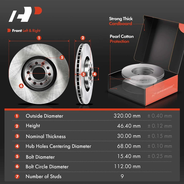 Disc Brake Rotors and Ceramic Pads Kit, 6 Pcs, Front Driver & Passenger, A-Premium, APBRPR552