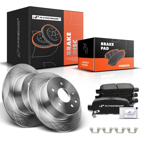 2011-2017 Nissan Juke Disc Brake Rotors and Ceramic Pads Kit, 6 Pcs, Rear Driver & Passenger, A-Premium, APBRPR070