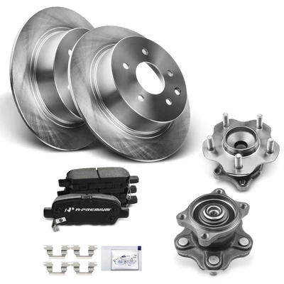 8 Pcs Rear Disc Brake Rotor & Pad & Wheel Hub Bearing