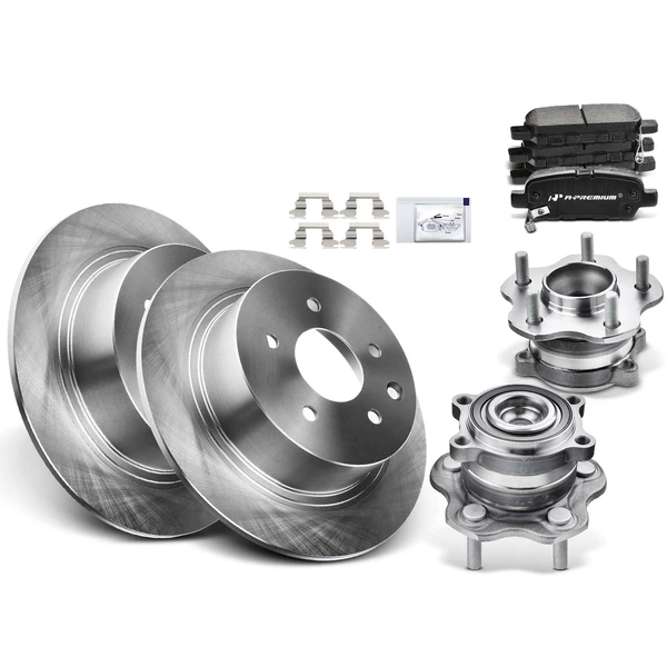 Disc Brake Rotors and Ceramic Pads Kit with Calipers, 8 Pcs, Rear Driver & Passenger, A-Premium, APBRPR616