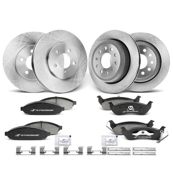 Disc Brake Rotors and Ceramic Pads Kit, 12 Pcs, Front & Rear, A-Premium, APBRPR352