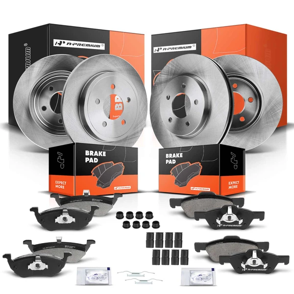 2005-2008 Ford Escape Disc Brake Rotors and Ceramic Pads Kit, 12 Pcs, Front & Rear, A-Premium, APBRPR354