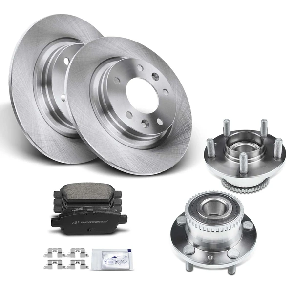 2006-2011 Mercury Milan Disc Brake Rotors and Ceramic Pads Kit with Calipers, 8 Pcs, Rear Driver & Passenger, A-Premium, APBRPR617