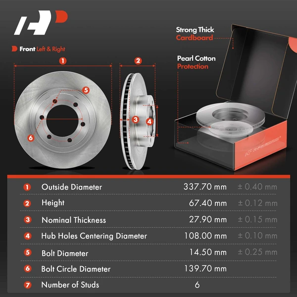 Disc Brake Rotors and Ceramic Pads Kit, 6 Pcs, Front Driver & Passenger, A-Premium, APBRPR877
