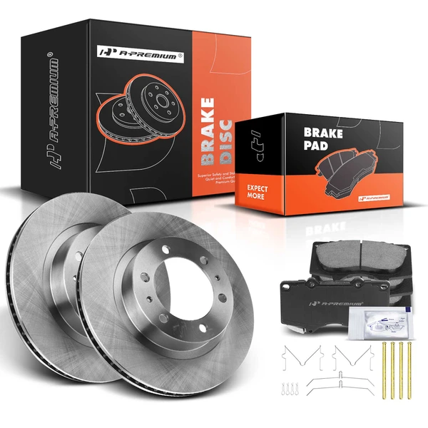 2007-2014 Toyota FJ Cruiser Disc Brake Rotors and Ceramic Pads Kit, 6 Pcs, Front Driver & Passenger, A-Premium, APBRPR074