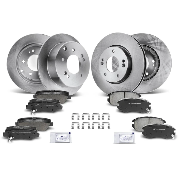 Disc Brake Rotors and Ceramic Pads Kit, 12 Pcs, Front & Rear, A-Premium, APBRPR221