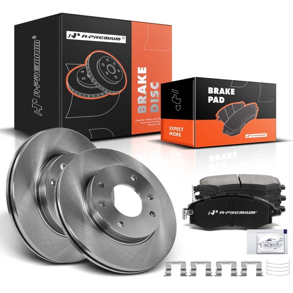 1998-2002 2005-2006 Hyundai Elantra Disc Brake Rotors and Ceramic Pads Kit, 6 Pcs, Front Driver & Passenger, A-Premium, APBRPR874