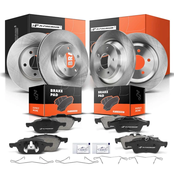 Disc Brake Rotors and Ceramic Pads Kit, 12 Pcs, Front & Rear, A-Premium, APBRPR355