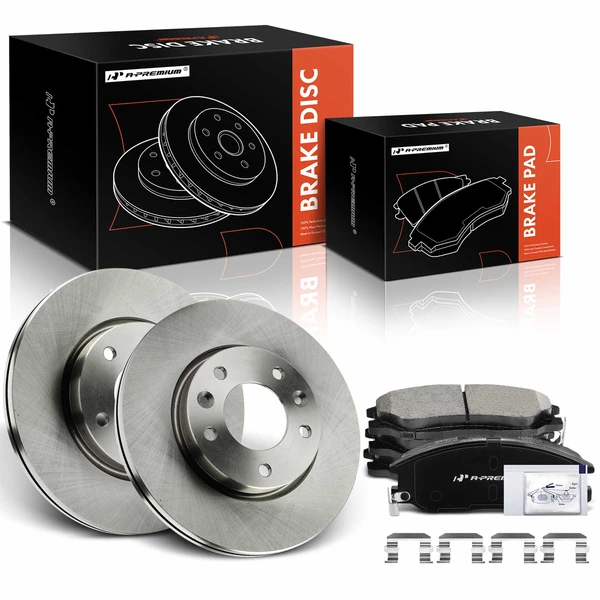 2002-2004 Kia Sedona Disc Brake Rotors and Ceramic Pads Kit, 6 Pcs, Front Driver & Passenger, A-Premium, APBRPR1841